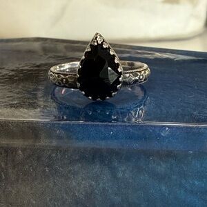 Black Onyx Teardrop Ring Size 6.5